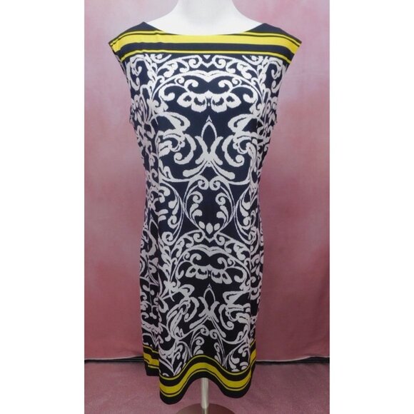Jessica Howard Dresses & Skirts - Jessica Howard Size M Black White Yellow Sleeveless Shift Dress